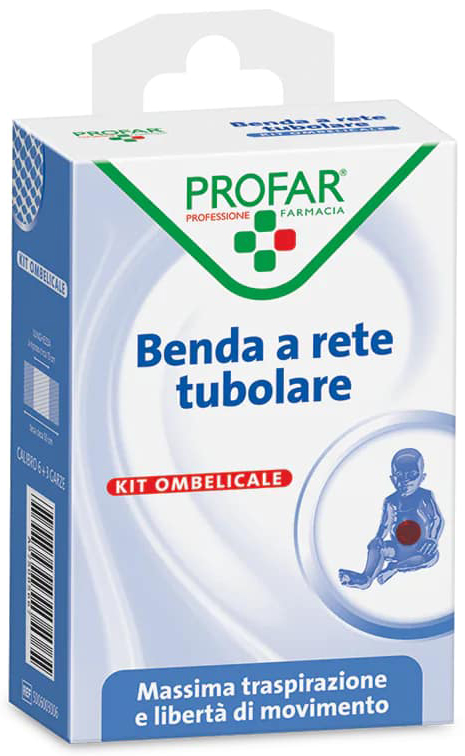 BENDA A RETE ELASTICA OMBELICALE 3 M TESI + 3 GARZE CALIBRO 6 PROFAR - farmacia187.it