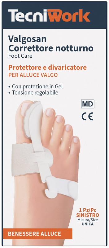 CORRETTORE NOTTURNO PER ALLUCE VALGO SINISTRO MISURA UNICA VALGOSAN 1 PEZZO - farmacia187.it