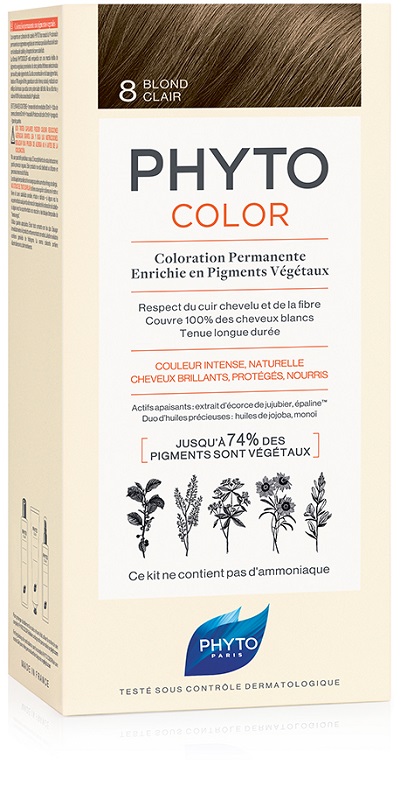 PHYTOCOLOR 8 BIONDO CHIARO 1 LATTE + 1 CREMA + 1 MASCHERA + 1 PAIO DI GUANTI - farmacia187.it