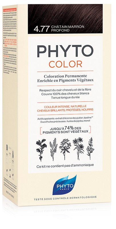PHYTOCOLOR 4,77 CASTANO MARRONE INTENSO LATTE + CREMA + MASCHERA + 1 PAIO DI GUANTI - farmacia187.it