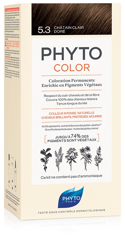 PHYTOCOLOR 5,3 CASTANO CHIARO DORATO LATTE + CREMA + MASCHERA + PAIO DI GUANTI - farmacia187.it