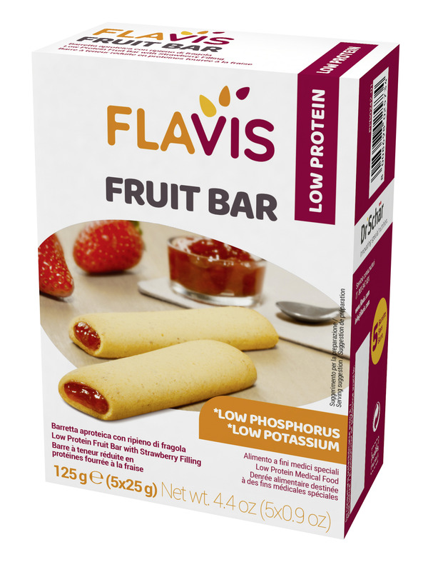 FLAVIS FRUIT BAR BARRETTA APROTEICA CON RIPIENO DI FRAGOLA 5 PEZZI DA 25 G - farmacia187.it