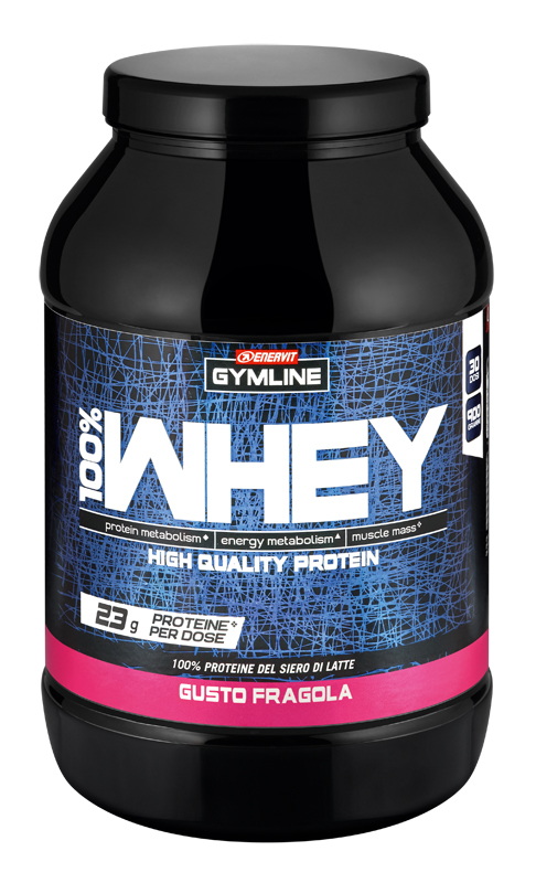 GYMLINE 100% WHEY CONCENTRATE FRAGOLA 900 G - farmacia187.it