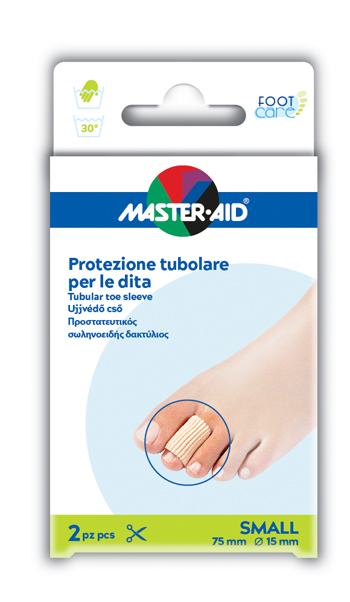 PROTEZIONE TUBOLARE IN GEL MASTER-AID FOOTCARE ELASTICIZZATO SMALL 7,5 CM 15 MM 2 PEZZI C4 - farmacia187.it