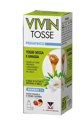 VIVIN TOSSE PEDIATRICO SCIROPPO PER TOSSE SECCA E GRASSA GUSTO FRAGOLA E CREME CARAMEL 150 ML - farmacia187.it