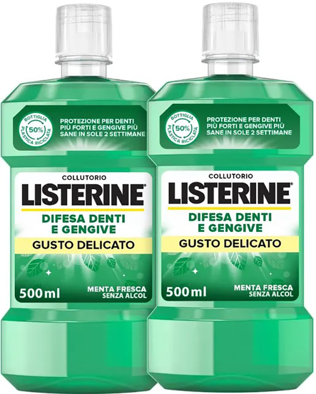 LISTERINE DENTI & GENGIVE GUSTO DELICATO 2 X 500 ML - farmacia187.it