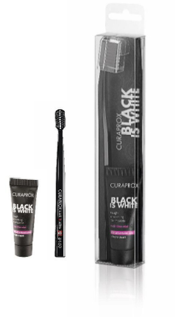 CURAPROX BLACK IS WHITE DENTIFRICI SBIANCANTI 1 DENTIFRICIO DA 10ML + 1 SPAZZOLINO - farmacia187.it