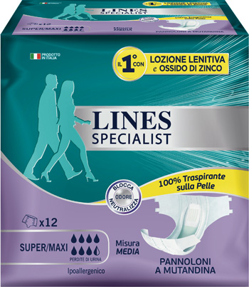 LINES SPECIALIST PANNOLONE A MUTANDA MEDIA 12 PEZZI - farmacia187.it