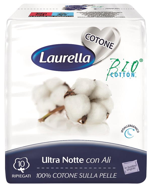 ASSORBENTE LAURELLA PER DONNA IN COTONE ULTRA ALI NOTTE 10 PEZZI - farmacia187.it