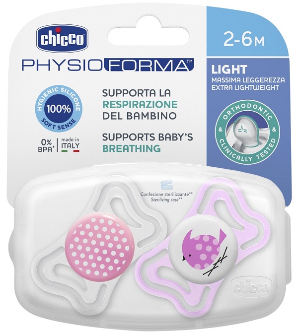 CHICCO SUCCHIETTO LIGHT GIRL SILICONE 2-6 MESI 2 PEZZI - farmacia187.it
