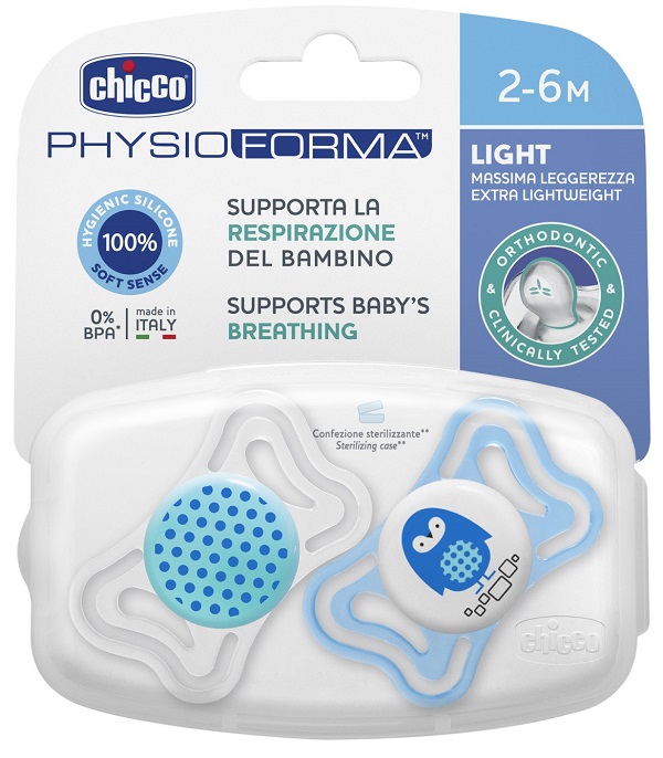 CHICCO SUCCHIETTO LIGHT BOY SILICONE 2-6 MESI 2 PEZZI - farmacia187.it