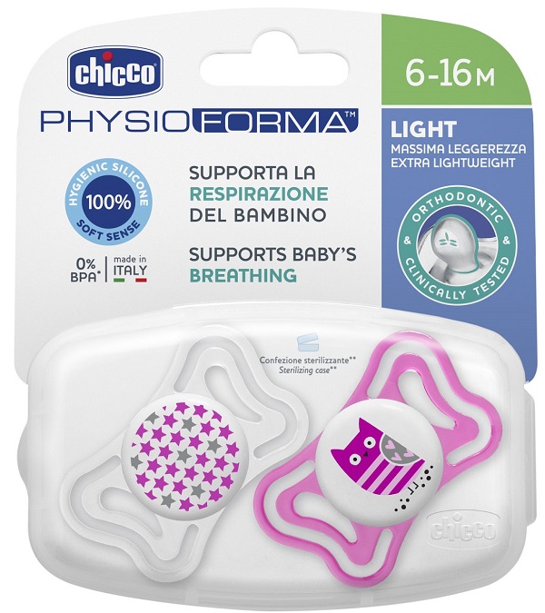 CHICCO SUCCHIETTO LIGHT GIRL SILICONE 6-16 MESI 2 PEZZI - farmacia187.it