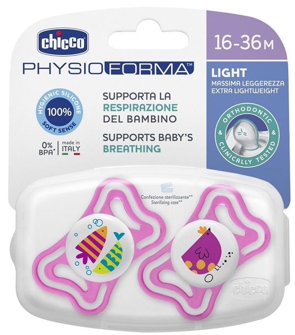 CHICCO SUCCHIETTO LIGHT GIRL SILICONE 16-36 MESI 2 PEZZI - farmacia187.it