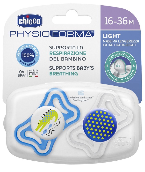 CHICCO SUCCHIETTO LIGHT BOY SILICONE 16-36 MESI 2 PEZZI - farmacia187.it