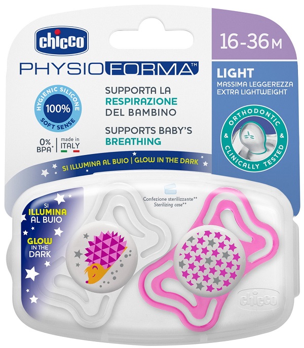 CHICCO SUCCHIETTO LIGHT LUM SILICONE 16-36 MESI 2 PEZZI - farmacia187.it