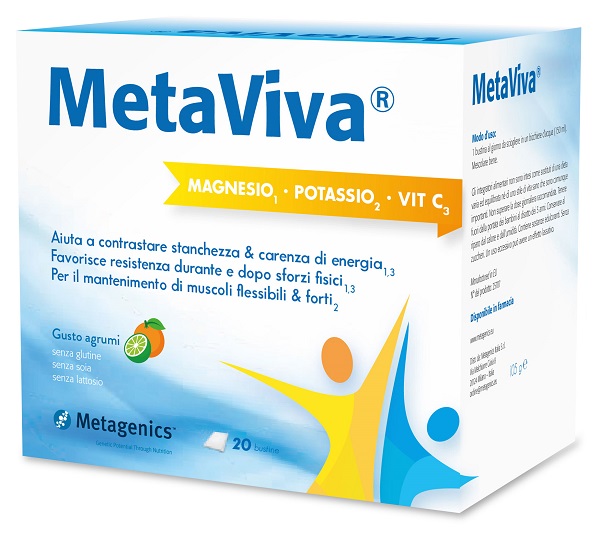 METAVIVA MAGNESIO POTASSIO VITAMINA C 20 BUSTINE - farmacia187.it