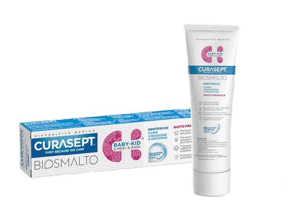 CURASEPT BIOSMALTO DENTIFRICIO BABY KID FRAGOLA CARIE ABRASIONE & EROSIONE 50 ML - farmacia187.it