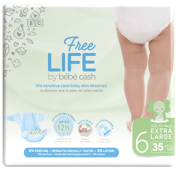 FREELIFE BY BEBECASH PANTS XL TAGLIA 6 17 KG+ GIROVITA FINO A 72 CM 18 PEZZI - farmacia187.it