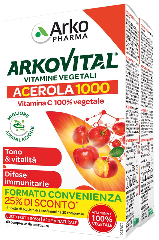 ARKOVITAL ACEROLA 1000 PACK FAMILY 60 COMPRESSE - farmacia187.it
