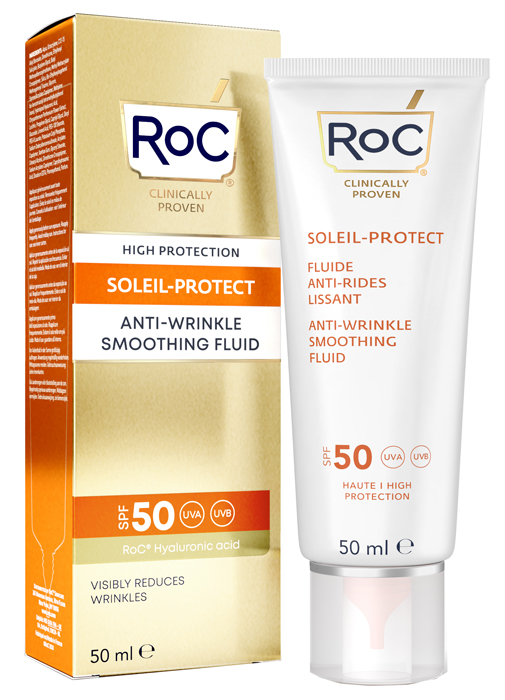 ROC FLUIDO SOLARE VISO SPF 50+ ANTI-RUGHE LEVIGANTE  50 ML - farmacia187.it