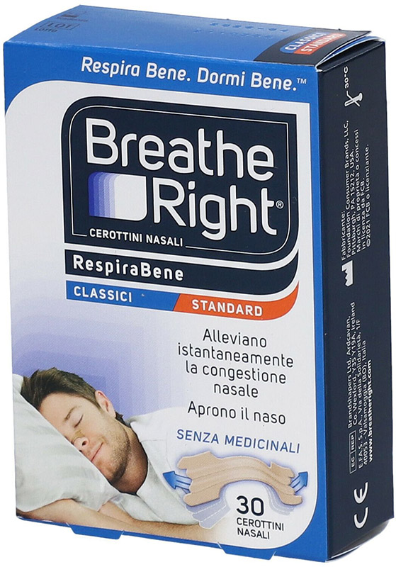CEROTTI NASALI BREATHE RIGHT CLASSICI 30 PEZZI - farmacia187.it