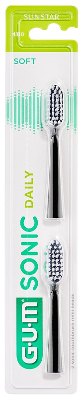 GUM SONIC DAILY SPAZZOLINO BATTERIA REFILL BLACK 2 PEZZI - farmacia187.it