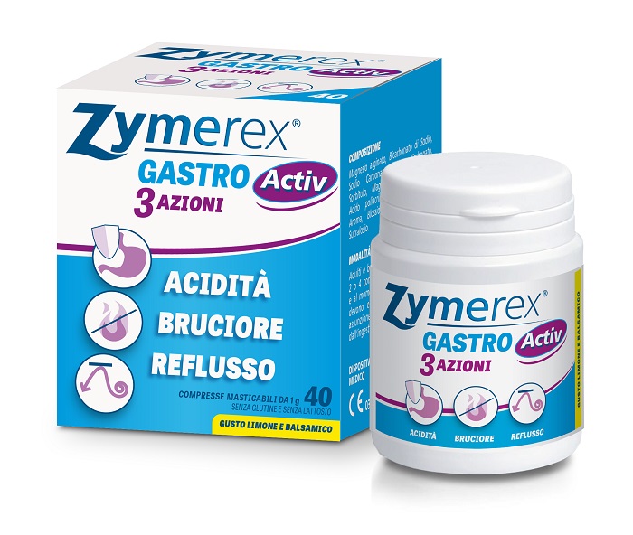 ZYMEREX GASTRO ACTIV 3 AZIONI 40 COMPRESSE MASTICABILI - farmacia187.it