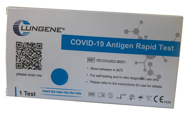 TEST ANTIGENICO RAPIDO COVID-19 CLUNGENE AUTODIAGNOSTICO DETERMINAZIONE QUALITATIVA ANTGENI SARS-COV-2 IN TAMPONI NASALI MEDIANTE IMMUNOCROMATOGRAFIA - farmacia187.it