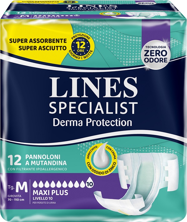 PANNOLONE MUTANDINA LINES SPECIALIST DERM AP M 12 PEZZI - farmacia187.it